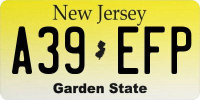 NJ license plate A39EFP