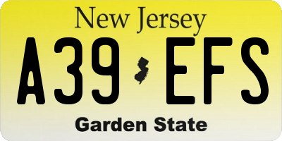NJ license plate A39EFS