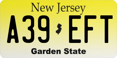 NJ license plate A39EFT