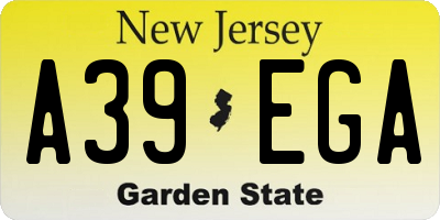 NJ license plate A39EGA