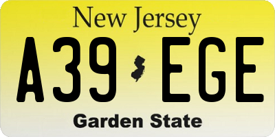 NJ license plate A39EGE