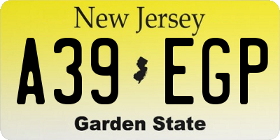 NJ license plate A39EGP
