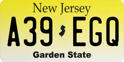 NJ license plate A39EGQ
