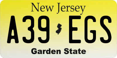 NJ license plate A39EGS