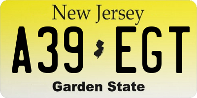 NJ license plate A39EGT