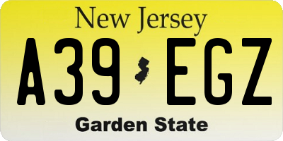 NJ license plate A39EGZ