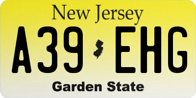 NJ license plate A39EHG