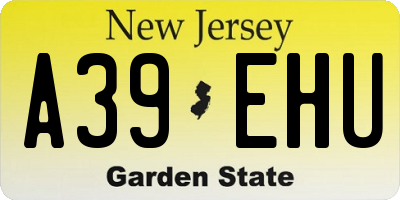 NJ license plate A39EHU
