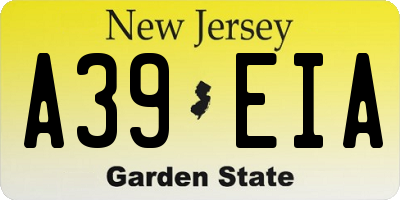 NJ license plate A39EIA