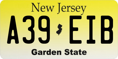NJ license plate A39EIB