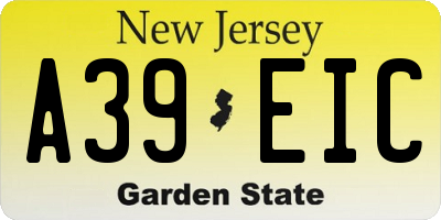 NJ license plate A39EIC