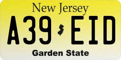NJ license plate A39EID