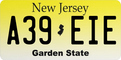 NJ license plate A39EIE