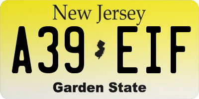 NJ license plate A39EIF