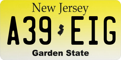 NJ license plate A39EIG