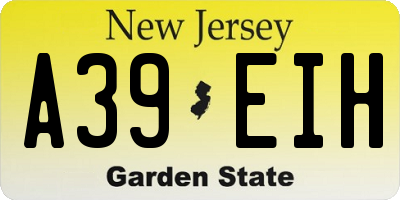 NJ license plate A39EIH