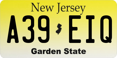 NJ license plate A39EIQ