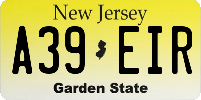 NJ license plate A39EIR
