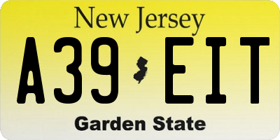 NJ license plate A39EIT