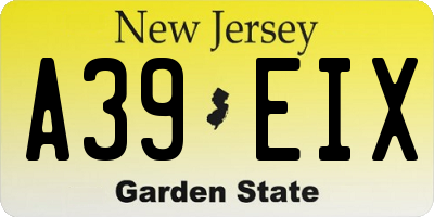 NJ license plate A39EIX