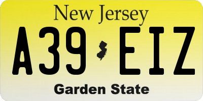 NJ license plate A39EIZ