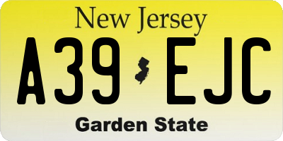 NJ license plate A39EJC