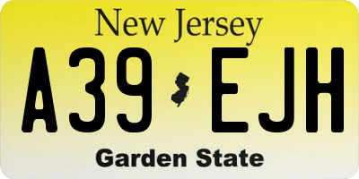 NJ license plate A39EJH