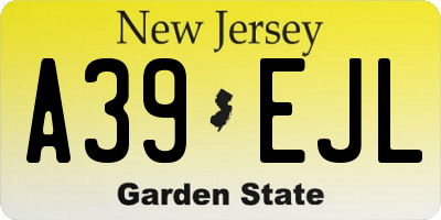 NJ license plate A39EJL