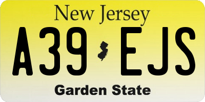 NJ license plate A39EJS