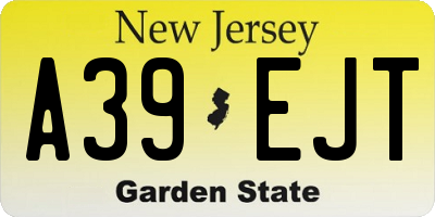 NJ license plate A39EJT