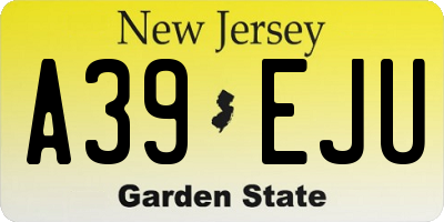 NJ license plate A39EJU