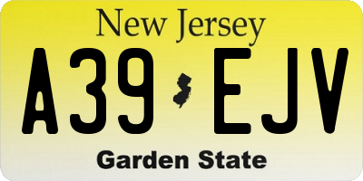 NJ license plate A39EJV