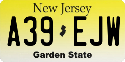 NJ license plate A39EJW