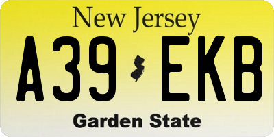 NJ license plate A39EKB