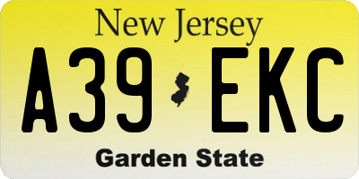 NJ license plate A39EKC
