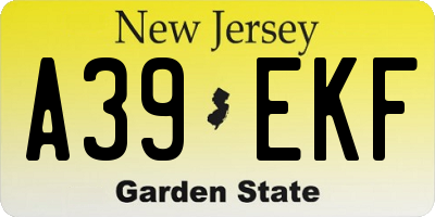 NJ license plate A39EKF