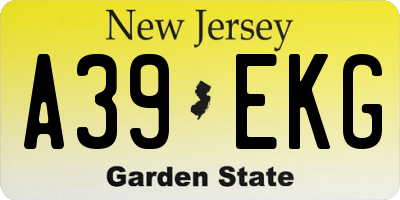 NJ license plate A39EKG