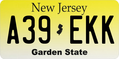 NJ license plate A39EKK