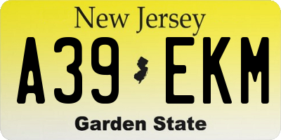 NJ license plate A39EKM