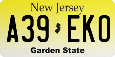 NJ license plate A39EKO