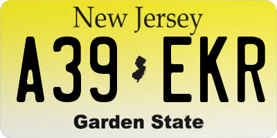 NJ license plate A39EKR