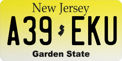 NJ license plate A39EKU
