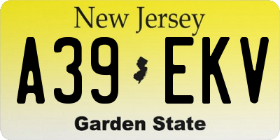 NJ license plate A39EKV