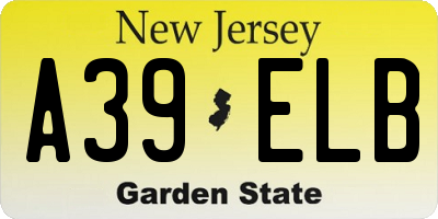 NJ license plate A39ELB