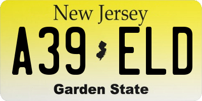 NJ license plate A39ELD
