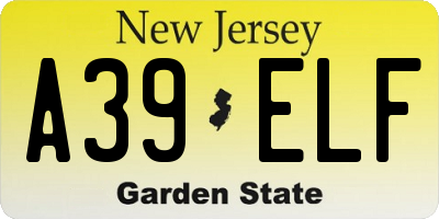 NJ license plate A39ELF