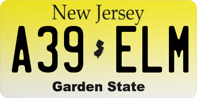 NJ license plate A39ELM