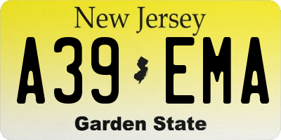 NJ license plate A39EMA