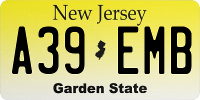 NJ license plate A39EMB
