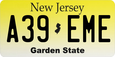 NJ license plate A39EME